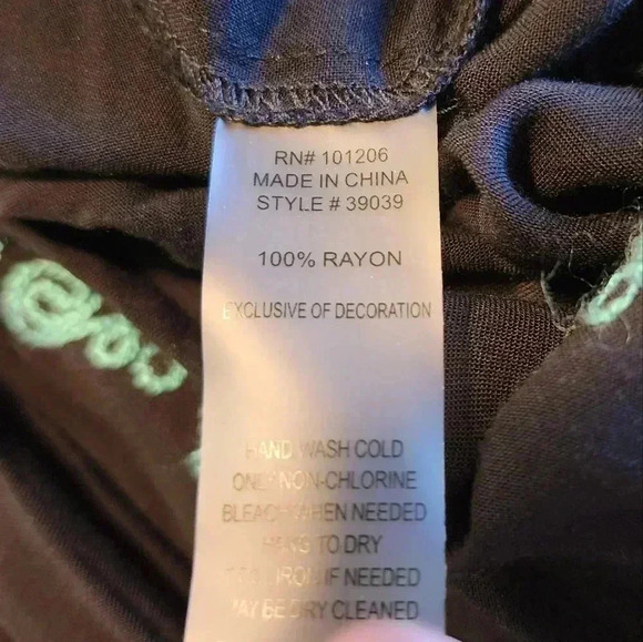 Soft Surroundings Baja Jumpsuit Black Turquoise Embroidery Tassel Size Small - Picture 6 of 6